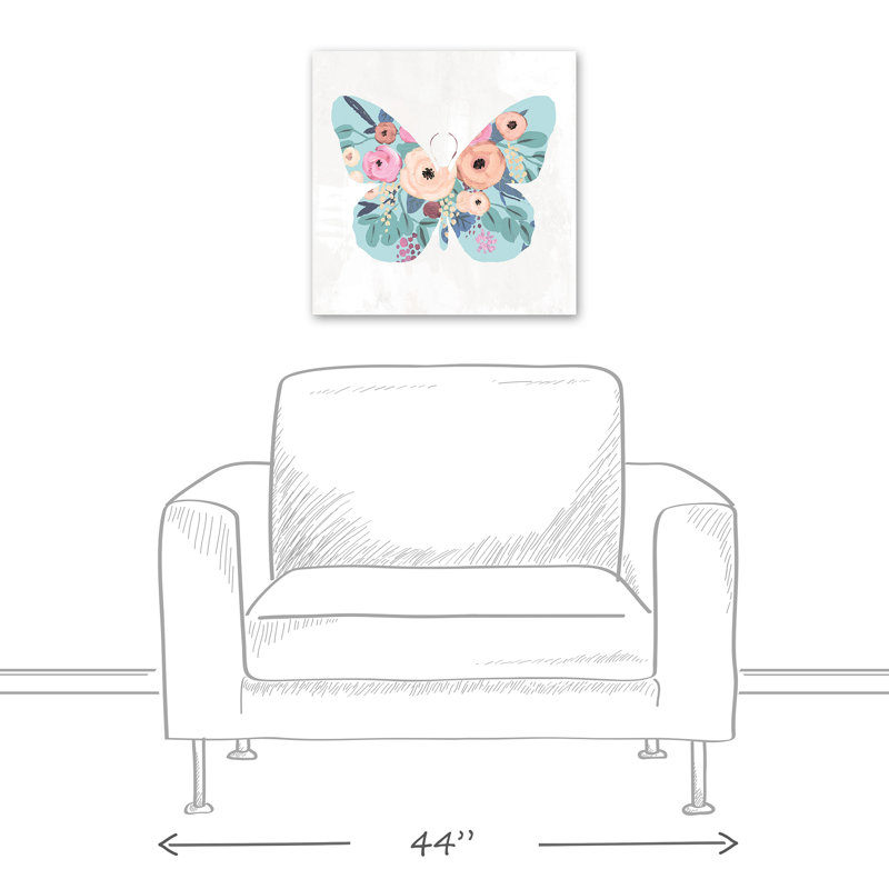 Art sur toile papillon floral Clooney, H 20 po x l 20 po x P 1,25 po