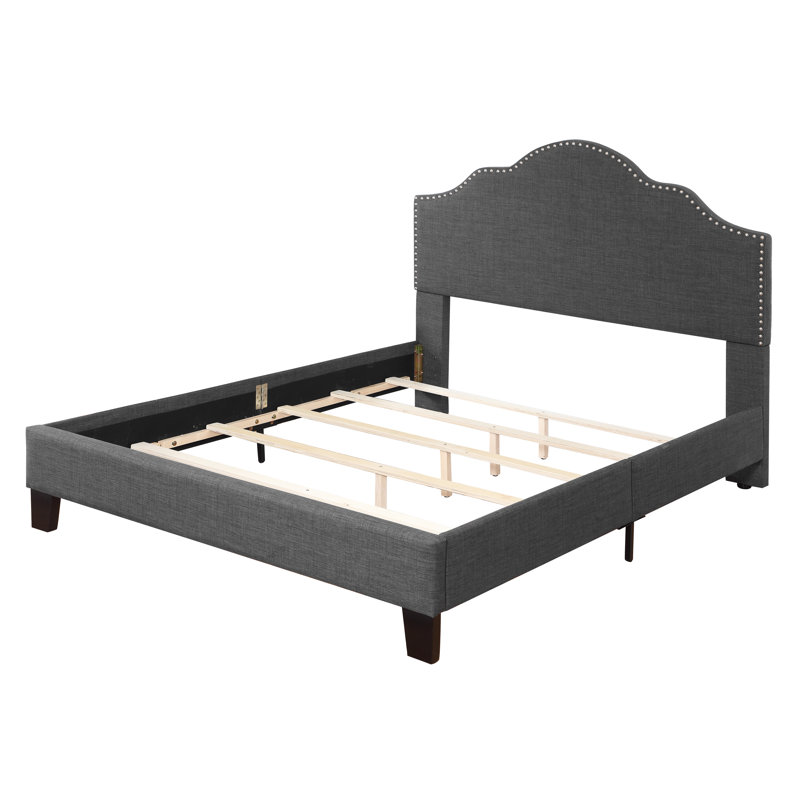 Adelhard Upholstered Standard Bed, Charcoal Gray, King