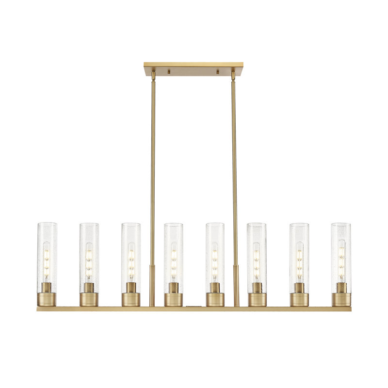 Luminaire suspendu 6 lumières avec abat-jour Scherer, Grainé, Laiton brossé