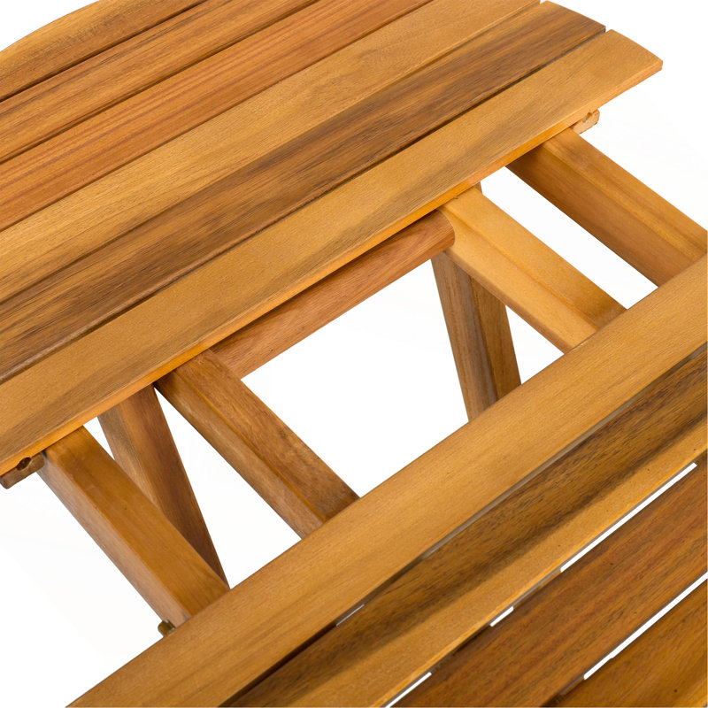 Aucune installation requise, table d'appoint extérieure en bois d'acacia pliable et réglable (finition teck)