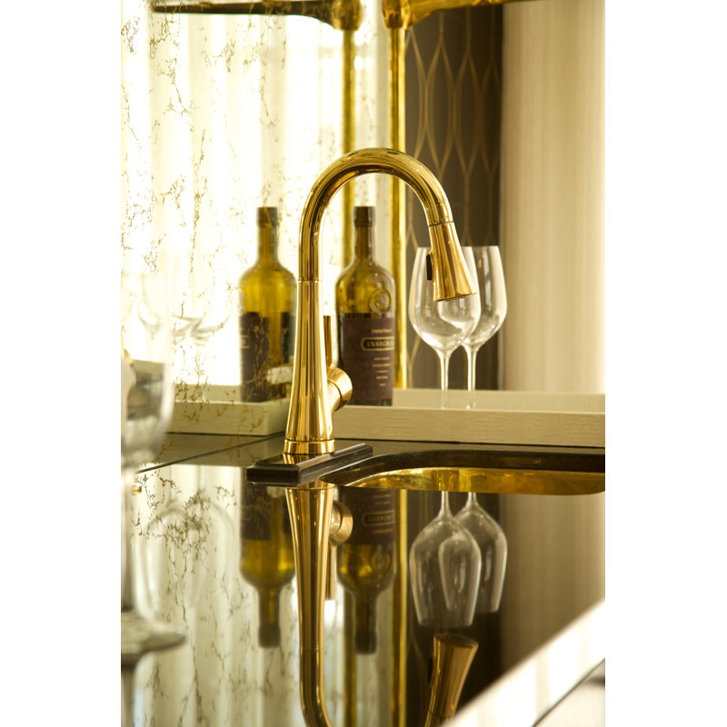 Vespera Single Handle Pull Down Bar Faucet, Satin Nickel (PVD)