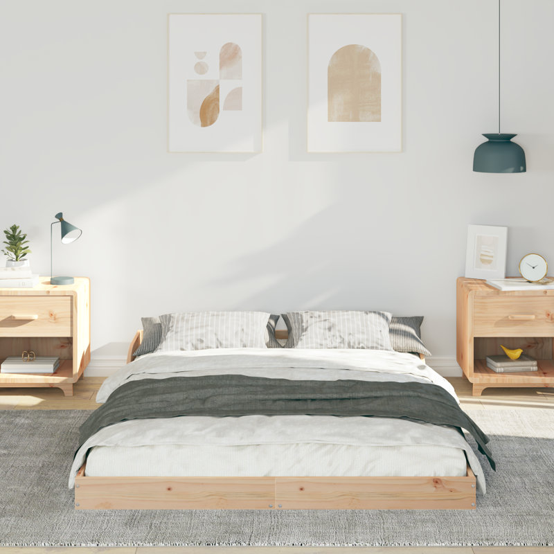 Bed Frame Solid Pine Wood, Brown, Single (3')