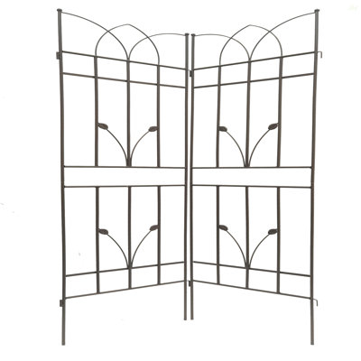 Paquet de 4 treillis de jardin en métal 71 po x 17,7 po antirouille pour plantes grimpantes support de fleurs extérieur brun