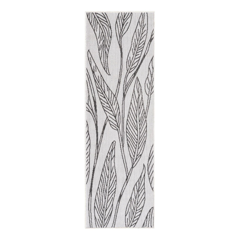 Tapis intérieur / extérieur gris anthracite / ivoire en polypropylène Firman Wygant, Tapis de couloir 2 pi x 6 pi 1 po