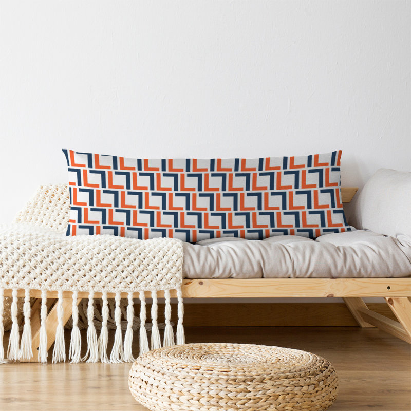 Polyester Medium Pillow, White/Orange/Blue, Microfiber