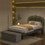 Ensemble de chambre avec lit plateforme et banc rembourré et illuminé (ensemble de 3)-1778685774