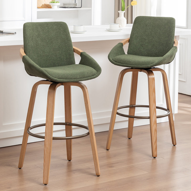Tabourets de comptoir pivotants rembourrés en polyester Uniondale, Vert, Tabouret de bar (siège d'une hauteur de 30 po)