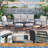 7-Piece Outdoor Conversation Set with 360° Swivel Rocking Chairs, Sofa, Coffee Table, and Ottoman-1401236603