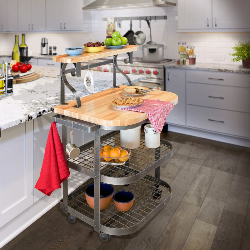 Handcrafted Bakers Cart with Eastern Maple Butcher Block