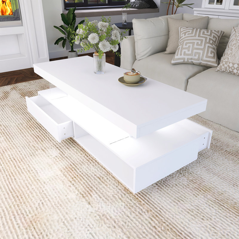Modern LED Coffee Table, White