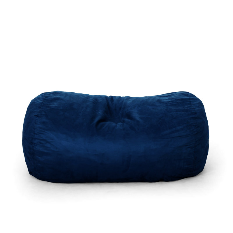 Marlin 6.5 Foot Suede Cylindrical Bean Bag, Blue Solid Microfiber