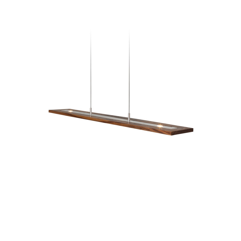 Vix Dimmable LED Pendant, 3500K, 0.75" H x 34" W x 8" D, Oiled Walnut