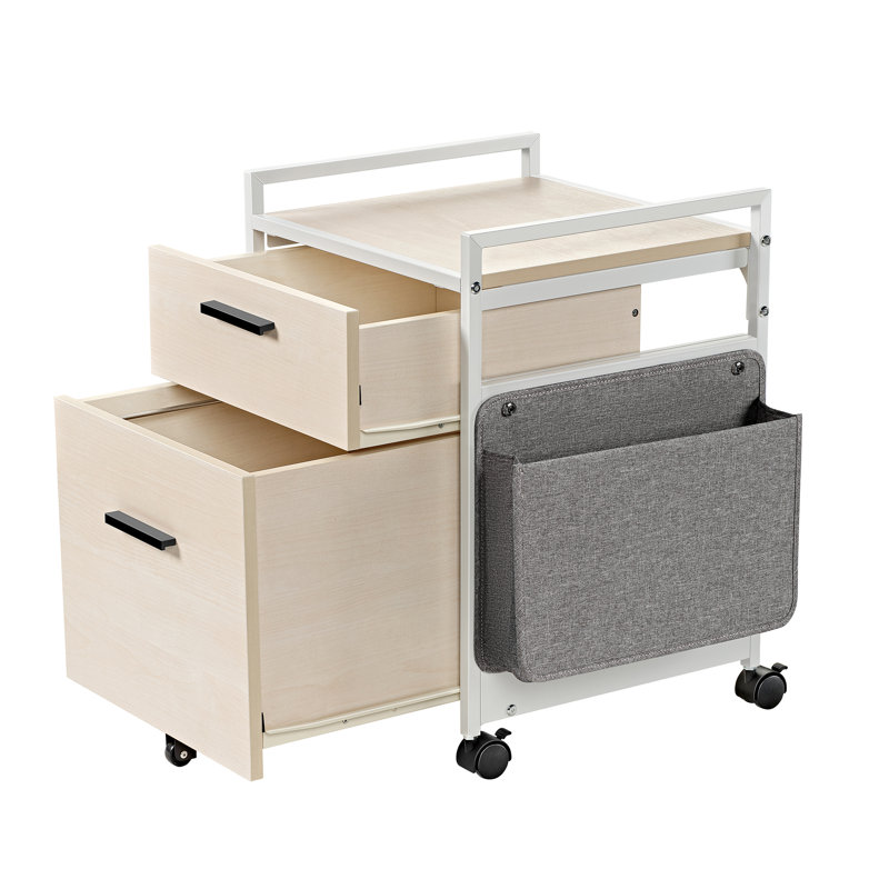 Classeur vertical mobile à 2 tiroirs Ziolkowski, Beige / Blanc
