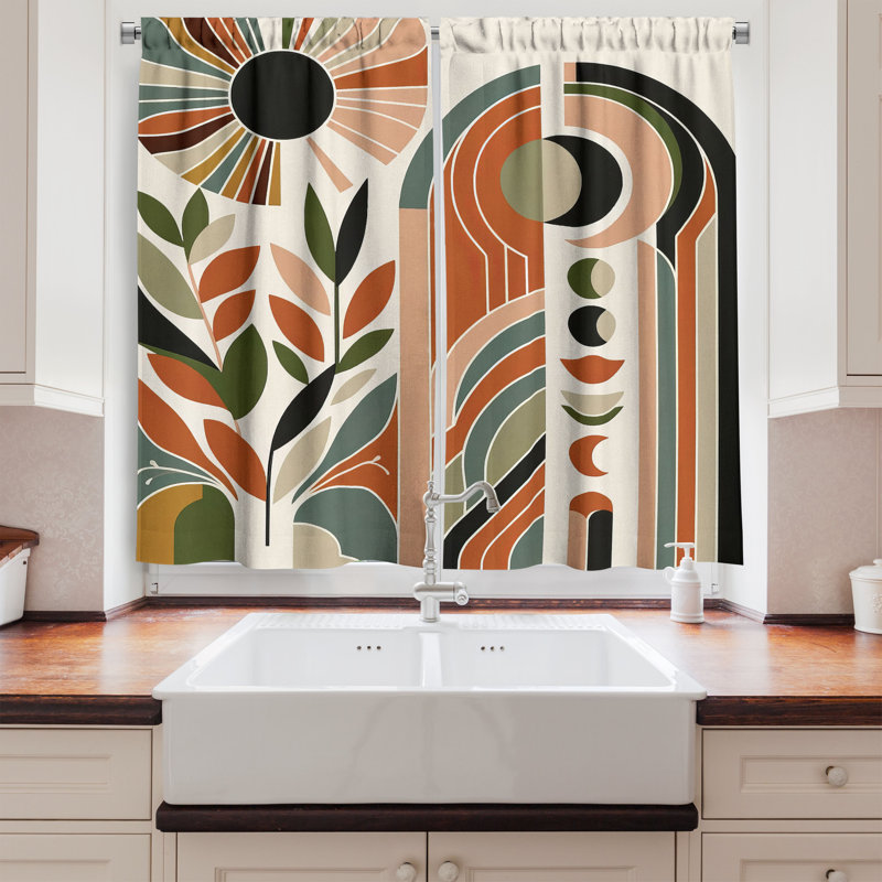 Abstract Kitchen Curtain, 55" W x 36" L