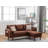 Mia 70" Brown Sectional Sofa Chaise With USB Charger & Pillows