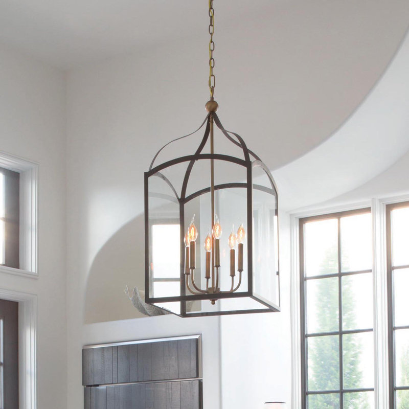 Hinkley 6-Light Open Frame Foyer Chain-Hung Rectangle Chandelier