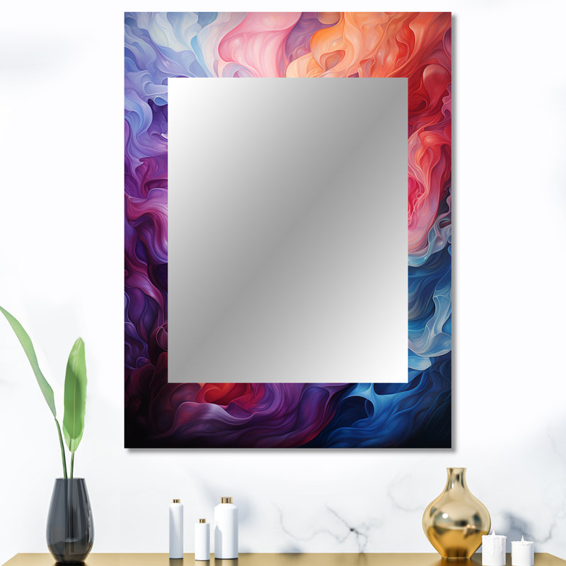 Opt Art Radiant Spectrum II - Op Art Wall Mirror, Modern Decorative Mirror, Printed Metal Art, 40" x 30"