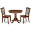 L'ensemble 3 pièces de table et chaises de cuisine comprend une table de salle à manger ronde avec piédestal et 2 chaises de salle à manger, acajou-124732501-124732505-124732511