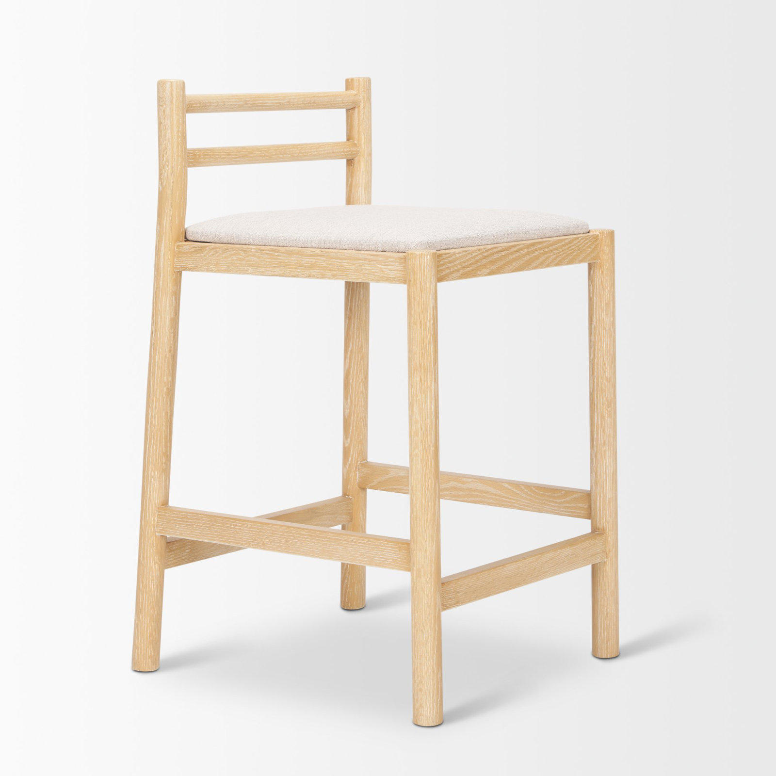 Clemie Unfinished 30'' Stool, Beige Seat/Light Brown Frame