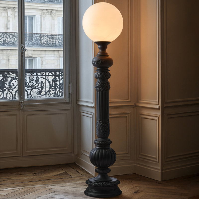 Lampes sur pied en résine noire et acrylique, Noir
