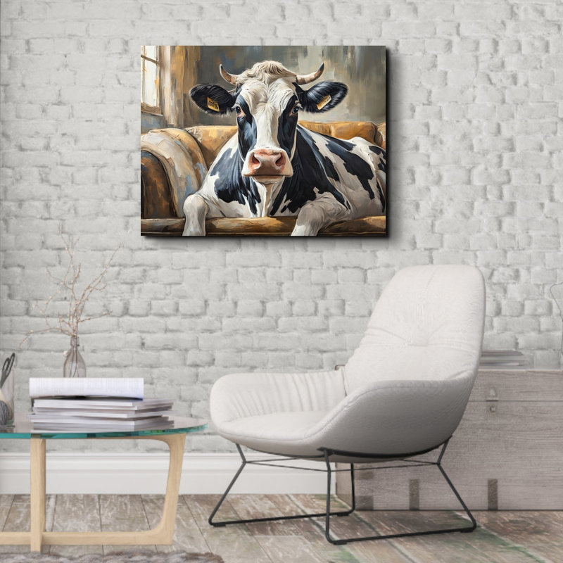 «Cow Couch 2» sur toile, H 26 po x l 32 po
