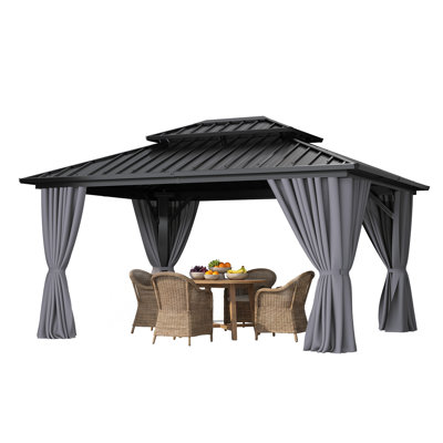 Pavillon de jardin en aluminium avec rideau et filet