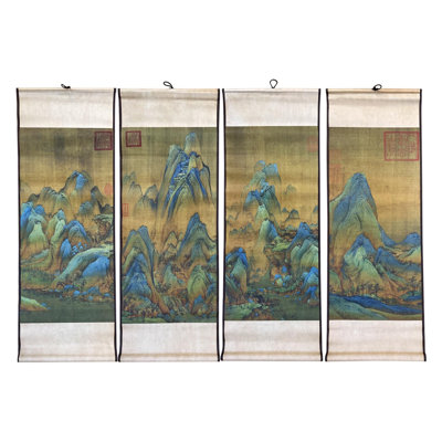 4-Piece Large Chinese Classic Art Wall Scroll Paintings For Room Decor