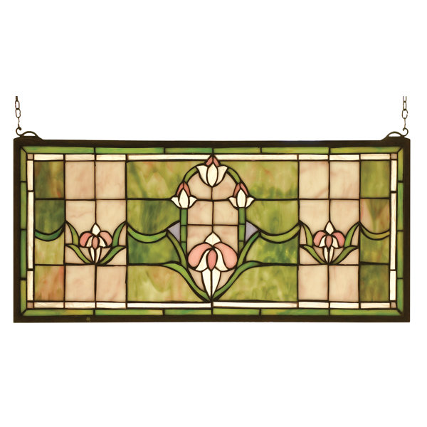 Victorian Tulips Transom Stained Glass Window