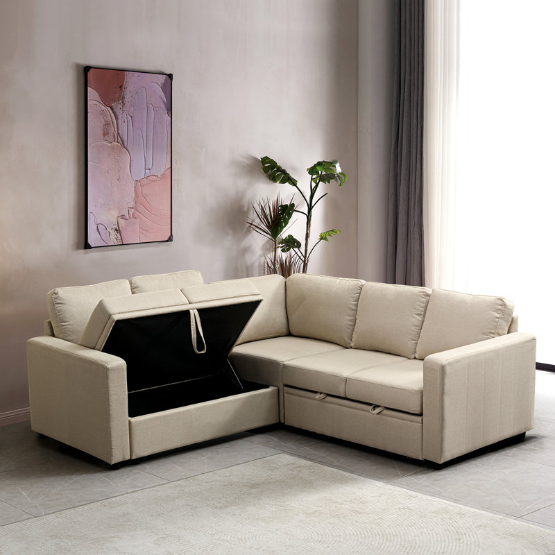 Canapé-lit modulaire, Polyester beige