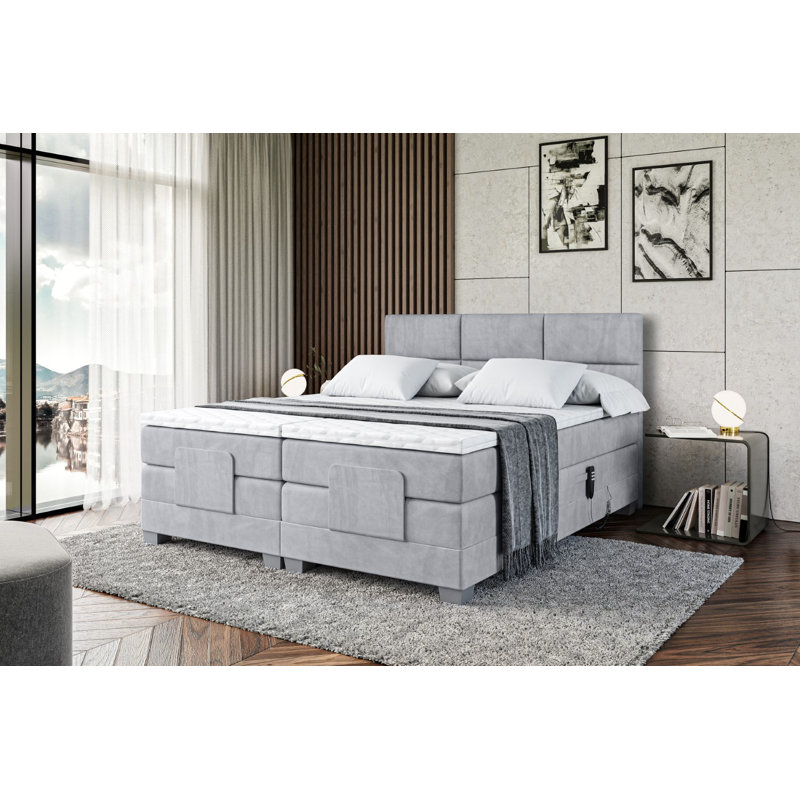 Orlo Pocket Spring Mattress Divan Bed Base, Light gray, 140 x 200cm