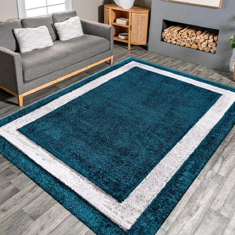Geometric Indoor / Outdoor Area Rug, Rectangle 60 x 110 cm, Teal