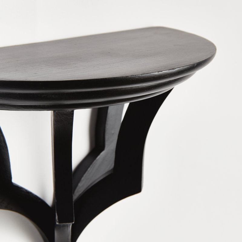 Gianinna Half-circle Mango Bracket Shelf, Black, 7.75" H x 9.5" W x 4.75" D