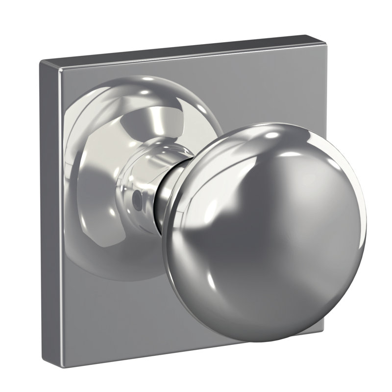 Plymouth Non-Turning Knob with Collins Trim, Bright Chrome
