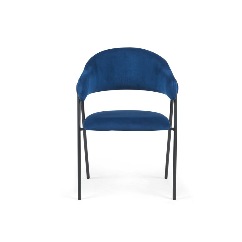 Noah Set of 2 Velvet Dining Chairs, Dark Navy
