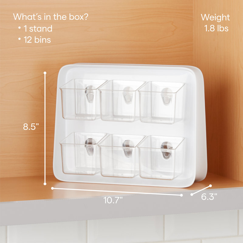 White Plastic Tea Bag Organizer with Removable Bins