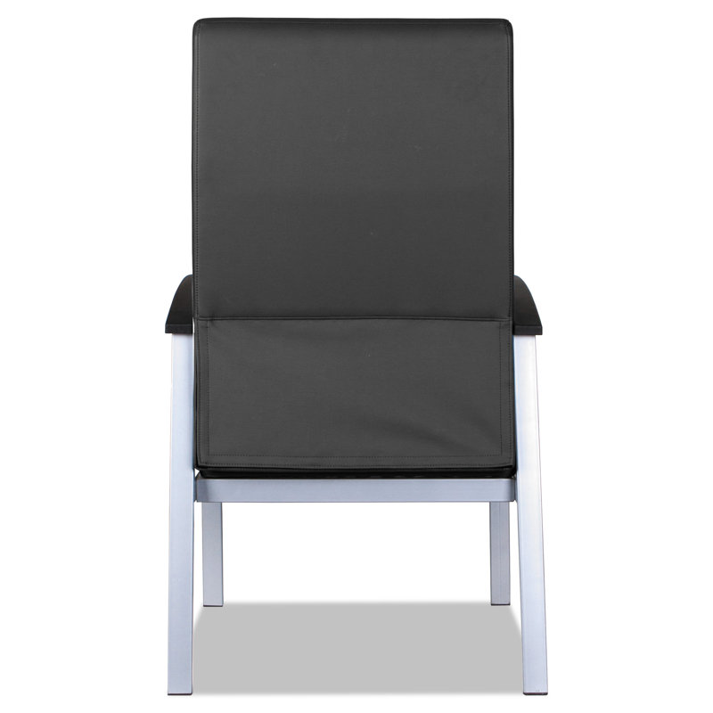 High-Back Black Metal Guest Chair with Fixed Arms