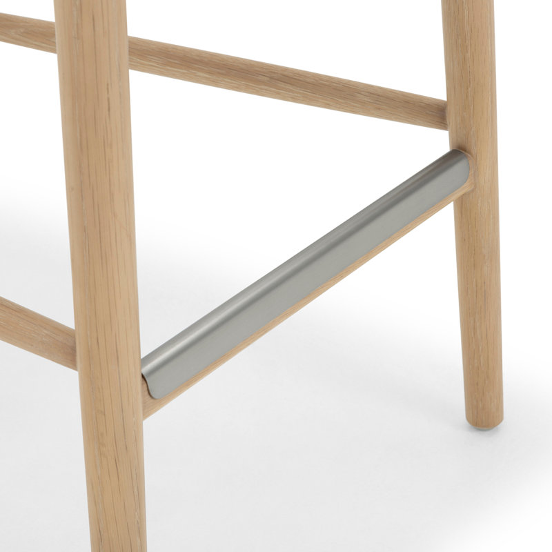 Stella Upholstered Stool, Saddle/Acorn/Brushed Nickel