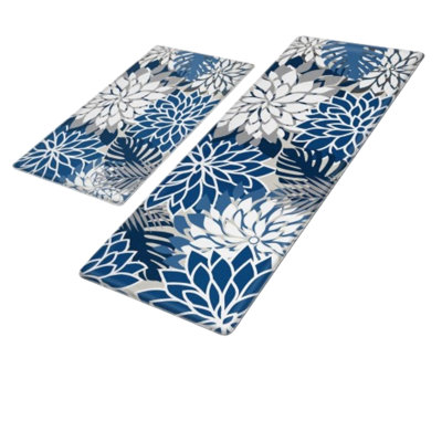 Ensemble de 2 tapis de cuisine coussinés anti-fatigue gris-gris / 17,3 po x 30 po + 17,3 po x 47 po -0,4 po