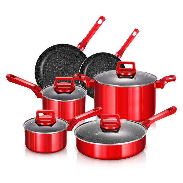 FRUITEAM 10 - Piece Non-Stick Aluminum Cookware Set & Reviews