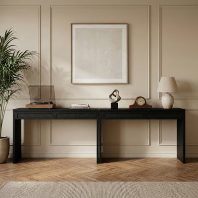 Console / bureau en bois massif et placage de chêne Avro