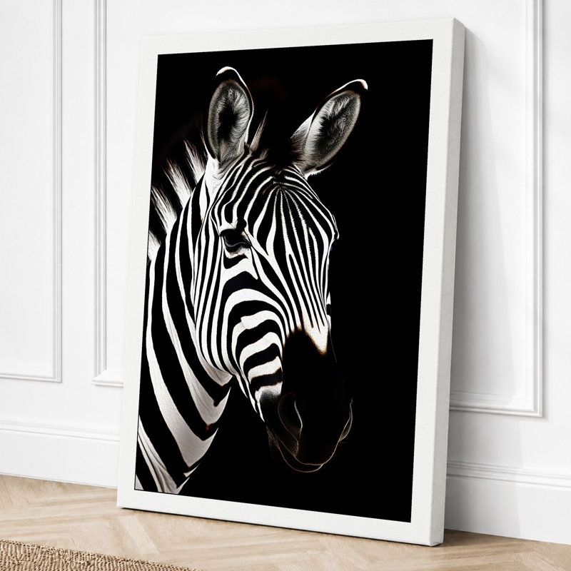 Zebra Profile Minimalist - Print, 30x20 - 76.2 x 50.8 cm, White Border