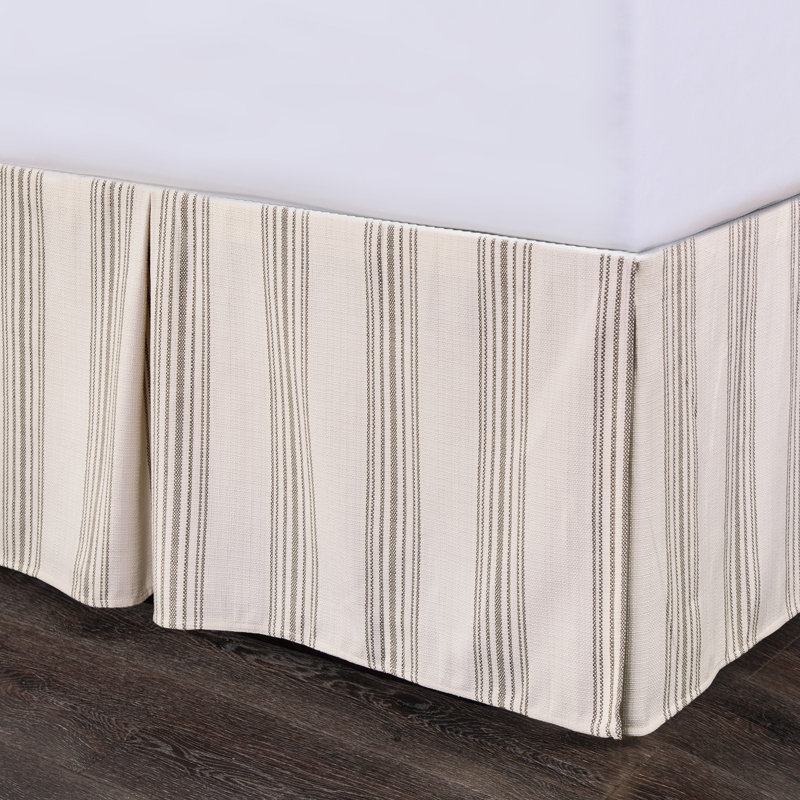 King Size Beige Polyester Tailored Bed Skirt with Split Corner