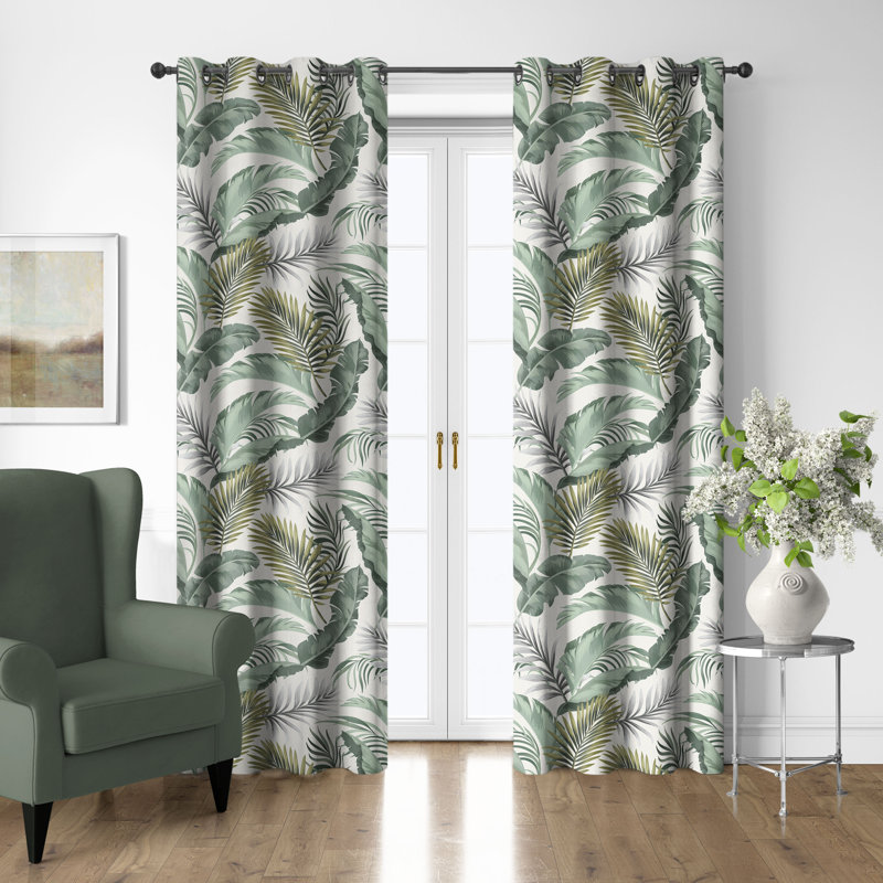 Ensemble de 2 panneaux de rideaux en coton avec œillets Frondosa, L 50 po x L 108 po