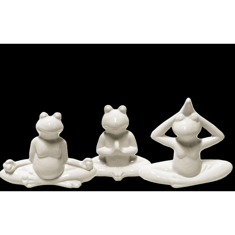 Figurine de grenouille en méditation, Blanc