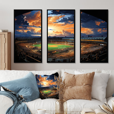 Night Match Stadium Under The Floodlights - Stadiums Wall Art Living Room Set
