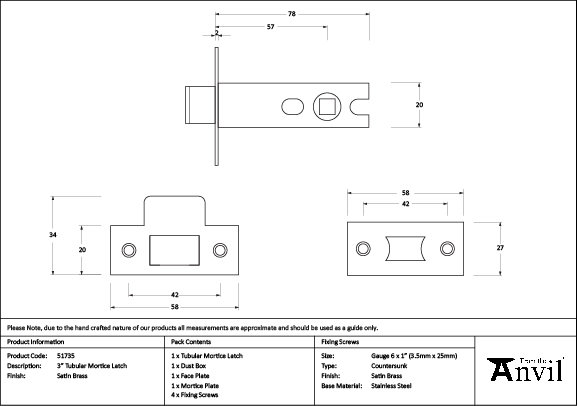 Latch, Satin Brass