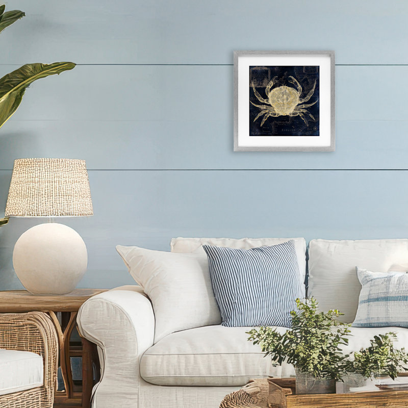 «Crab Contour over Map», reproduction encadrée sous verre, conception de Sasha, Gris, H 13 po x l 13 po