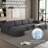 104.32*70.86 Modular Sectional Sofa Sleeper Couch, Sectional Sofa With Chaise And Ottoman, Convertible U Shaped Modular Sofa Set. Compressed Sponge (Combo A+B+C+D)-1267522273