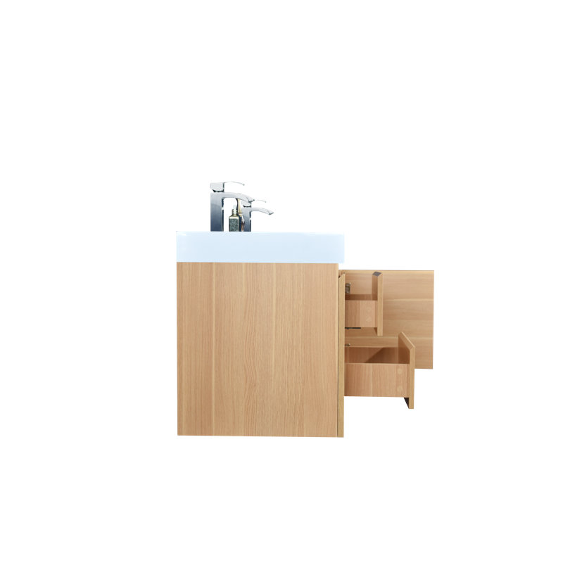 Ensemble de meuble-lavabo double mural de 59 po Mitul, Chêne blanc