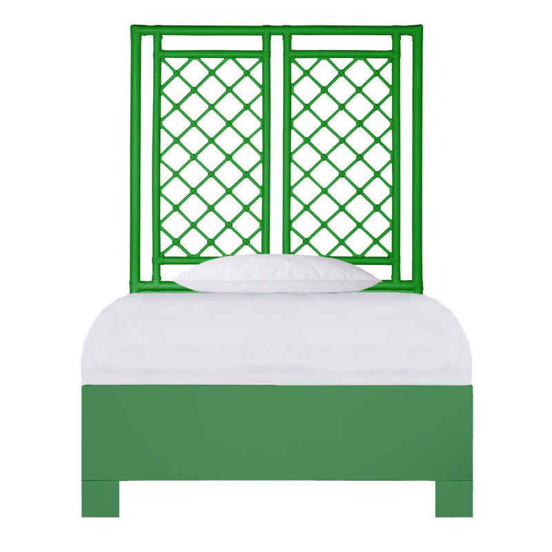 X & Diamond Low Profile Standard Bed, King, Bright Green